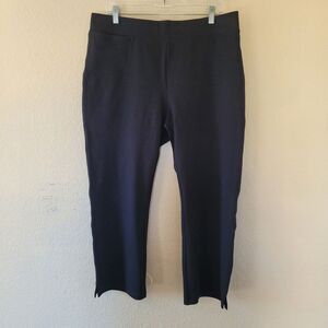 Quince Womens Ponte Crop Black Pull On Pants Sz XL Patch Pocket Side Ankle Slits